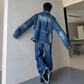 Threebooy Men's Oversized Ripped Denim 2-Piece Set